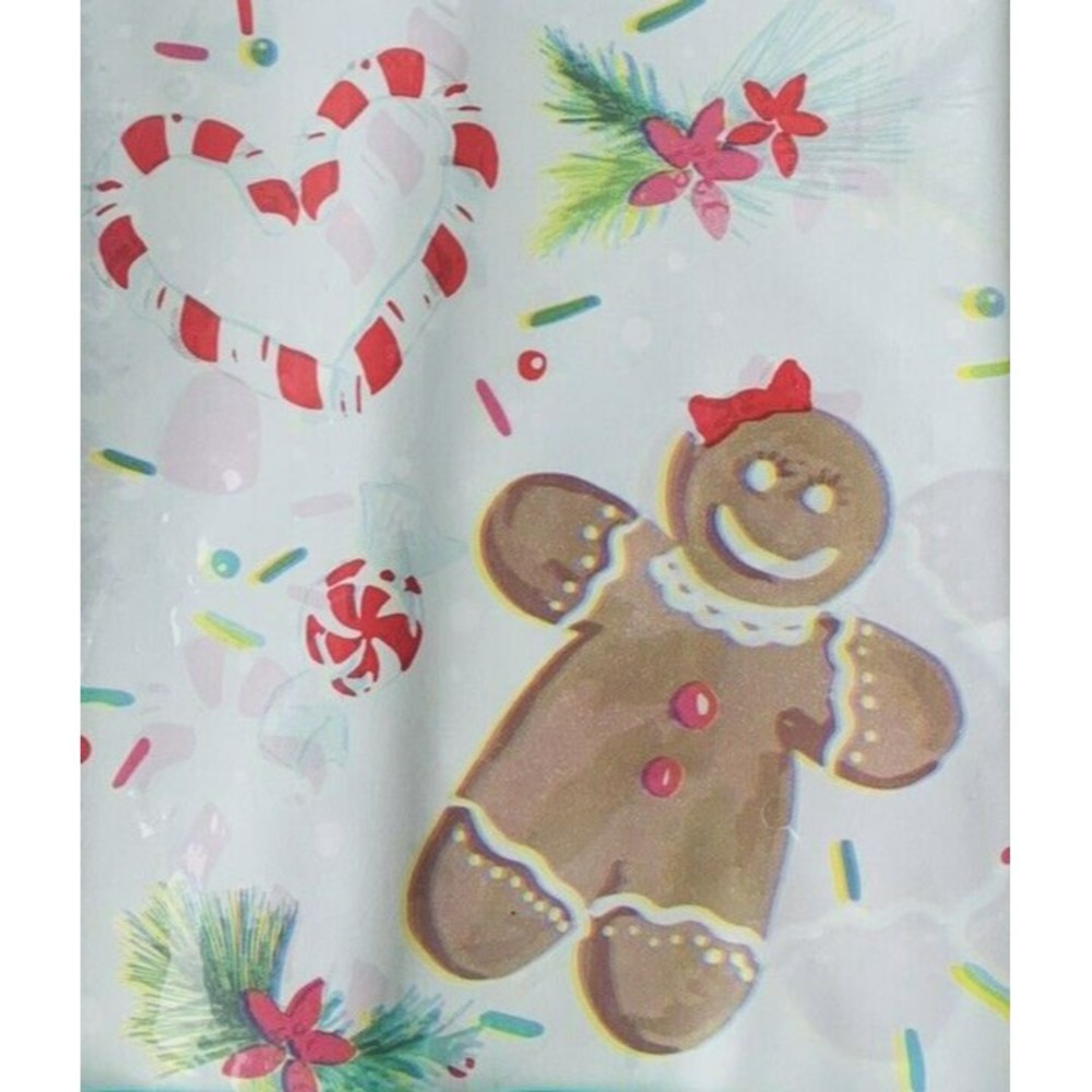 2 The Pioneer Woman Gingerbread Man Plastic Table Covers 54x108 Red Polka Teal - Picture 4 of 14